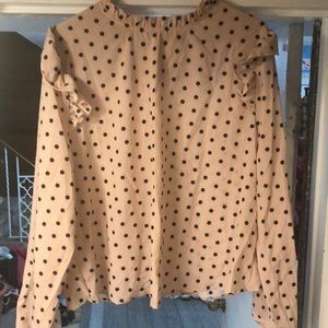 Shein Curve plus size pink polka dot blouse
